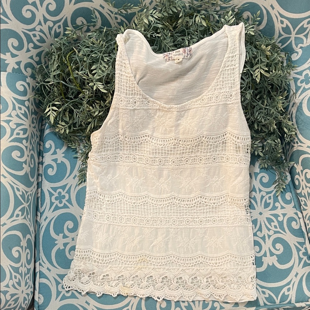 Pink Republic Cream Lace Tank Top
